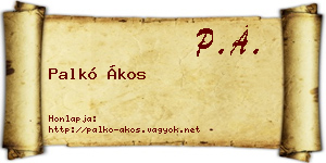 Palkó Ákos névjegykártya